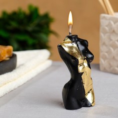 Фигурная свеча "Женское тело №1" чёрная с поталью 9см No Brand