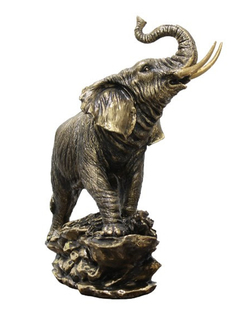 Скульптура Ломоносовский фарфор СПБ F043/2 Слон на камне Полистоун 34 см.
