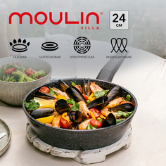 Сковорода антипригарная глубокая Moulin Villa Black Edition BE-24-DI, 24 см, индукция