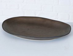 Сервировочное блюдо БЕНДИГО малое, керамика, коричневое, 26х16 см, Boltze