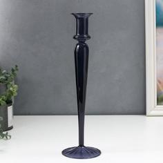 Подсвечник стекло на 1 свечу "Изящество" графит 32х9,5х9,5 см No Brand