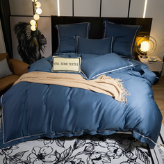 Комплект постельного белья Однотонный Сатин Премиум широкий кант OCPK024 2 спальный СИТРЕЙД