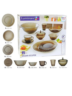 Набор посуды, Сервиз столовый 45 предметов OCEAN ECLIPSE , дымчатый набор люминарк Luminarc