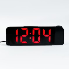 Часы электронные настольные, будильник, термометр, с проекцией, красные цифры, 19.2х6.5см No Brand
