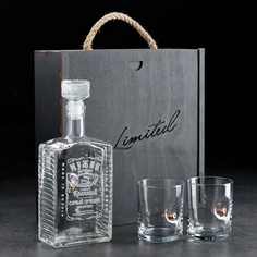 Набор "Непробиваемый. Limited черный", штоф с пулей, 2 стакана для виски с пулей Дарим Красиво