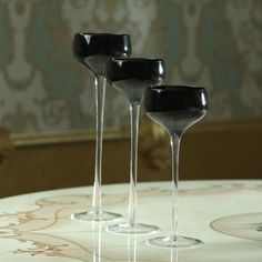 Подсвечник стекло набор 3 шт Вселенная высота 26см, 23 см, 20 см No Brand