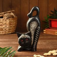 Сувенир "Кошечка потягивается" дерево 15х6х25 см No Brand