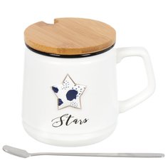 Кружка керамика, 360 мл, Звезды и месяц, с крышкой, Y4-4417 No Brand