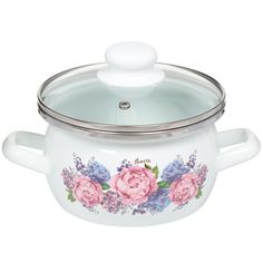 Кастрюля сталь эмал 1.5 л с крыш Сантэкс Гортензия 1-2415112 индукц