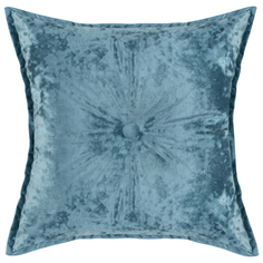 Декоративная подушка бархат плюш с пуговицей ZenginTex, 45х45 см., голубой лед