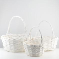 Корзины плетеные, ива, 3 шт, белые No Brand