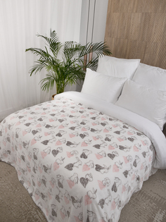 Плед 150х200 см на кровать диван в детскую Зайчики и сердечки Baby Nice