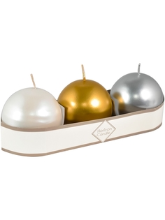 Свеча шар HorizonCandle жемчужная, золотая, серебрянная d60 мм 3 шт в уп MIR Light