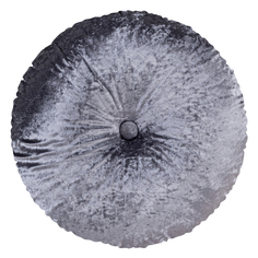 Декоративная подушка круглая бархат плюш с пуговицей ZenginTex, 40х40 см., серый