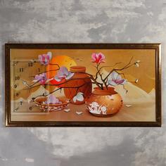 Часы-картина настенные, серия: Цветы, Закат в пустыне, 50 х 100 см, микс Сюжет