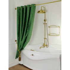 MIGLIORE Шторка L180xH200 см. для душа/ванны, текстиль, узор БАРОККО, цвет зеленый