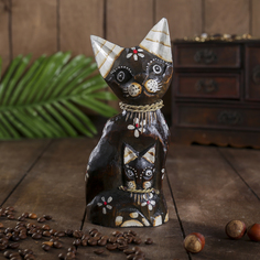 Сувенир дерево "Кошка с котенком" 4,5х8х20 см No Brand