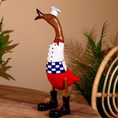 Сувенир Утка-шеф дерево 45 см No Brand