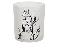 Подсвечник РОМАНТИЧНЫЕ ПТИЦЫ, стекло, белый, 8 см, Koopman International