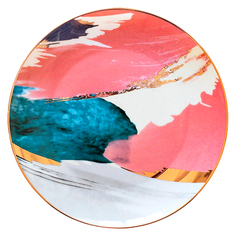 Сервировочная тарелка 22 см, "Акварельный узор", цвет розовый, синий., MARMA MM-PLT-109