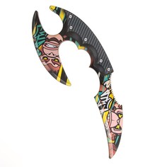 Сувенир деревянный Ножик Керамбит с защитой пальцев,обезьяна No Brand