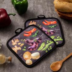 Кухонный набор Доляна Овощи, прихватка 17х17 - 2 шт.