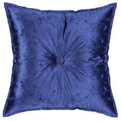 Декоративная подушка бархат плюш с пуговицей ZenginTex, 45х45 см., синий