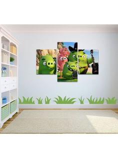 Картины Красотища Модульная картина в детскую Angry Birds 120х80