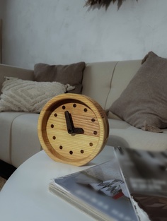 Настольные интерьерные деревянные часы AREA Time PlatoS Овал Черный