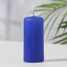 Свеча - цилиндр, 4х9 см, 11 ч, 90 г, синий Омский Свечной