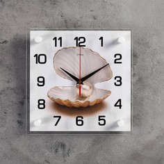 Рубин Часы настенные, серия: Море, "Жемчужина в ракушке", 25х25 см