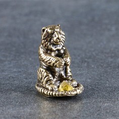 Подставка для благовоний Тигр, латунь, янтарь, 2,5 см No Brand