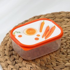 Контейнер пищевой Доляна «Морковка», 500 мл, прямоугольный, цвет оранжевый