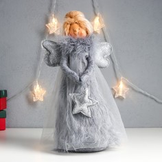 Кукла интерьерная "Ангелочек в сером платье со звёздочкой" пух 37,5х11,5х18 см Bazar