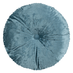 Декоративная подушка круглая бархат плюш с пуговицей ZenginTex, 40х40 см., голубой