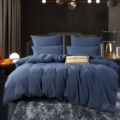 Комплект постельного белья СИТРЕЙД 1,5 спальный однотонный Тёмно-Синий, Сатин, нав. 50x70