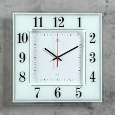 Часы настенные, серия: Классика, "Белая классика", плавный ход, 35 х 35 см Рубин
