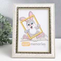 Фоторамка пластик Майолика 15х21 см, белый кракелюр No Brand
