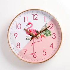 Часы настенные, серия: Интерьер, "Фламинго", плавный ход, d-30 см, АА No Brand