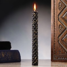 Свеча из вощины с базиликом, 13х1,7 см, 1 ч, черный No Brand