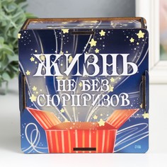 Копилка "Жизнь не без сюрпризов" 14х14х8 см No Brand