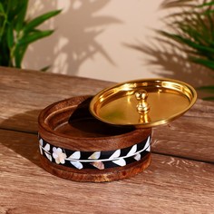 Миска деревянная 13 см, с крышкой No Brand
