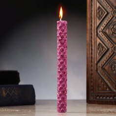 Свеча из вощины с розой, 13х1,7 см, 1 ч, фиолетовый No Brand