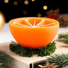 Свеча декоративная "Новогодний апельсин половинка",10х10х6,2 см No Brand