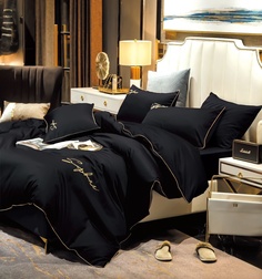 Комплект постельного белья Winni Жатка на резинке Черное - Полутораспальное