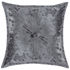 Декоративная подушка бархат плюш с пуговицей ZenginTex, 45х45 см., серый меланж