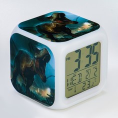 Часы электронные настольные "Динозавр" с подсветкой, будильник, термометр, календарь, 8 х No Brand