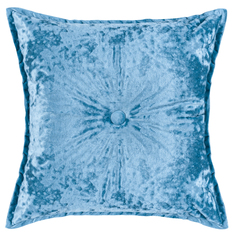 Декоративная подушка бархат плюш с пуговицей ZenginTex, 45х45 см., пастельно-голубой