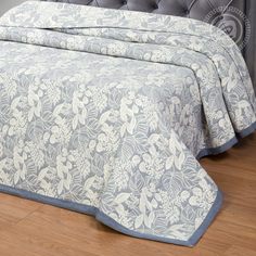 Покрывало Жаккардовое Ясмина сине-серое 180х235 Двуспальное 100% Хлопок Арт Дизайн