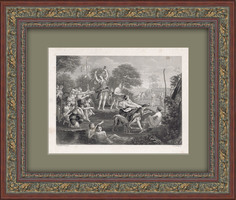 Охота Дианы. Гравюра 19 века с картины Доменикино Великобритания